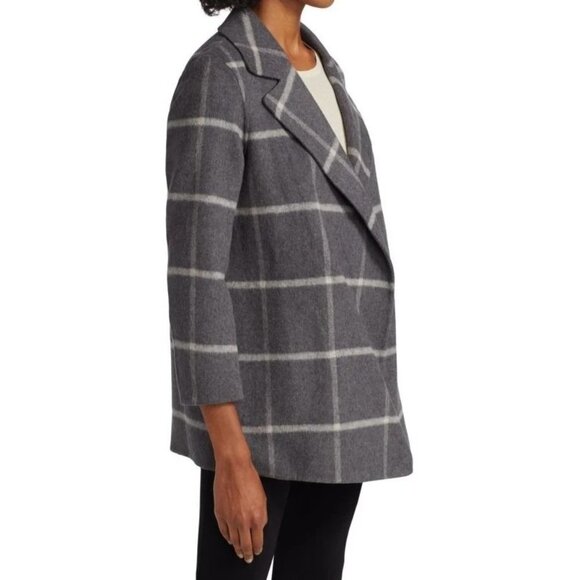 Theory Clairene Woolten Wool Cashmere Check Coat - Picture 3 of 9